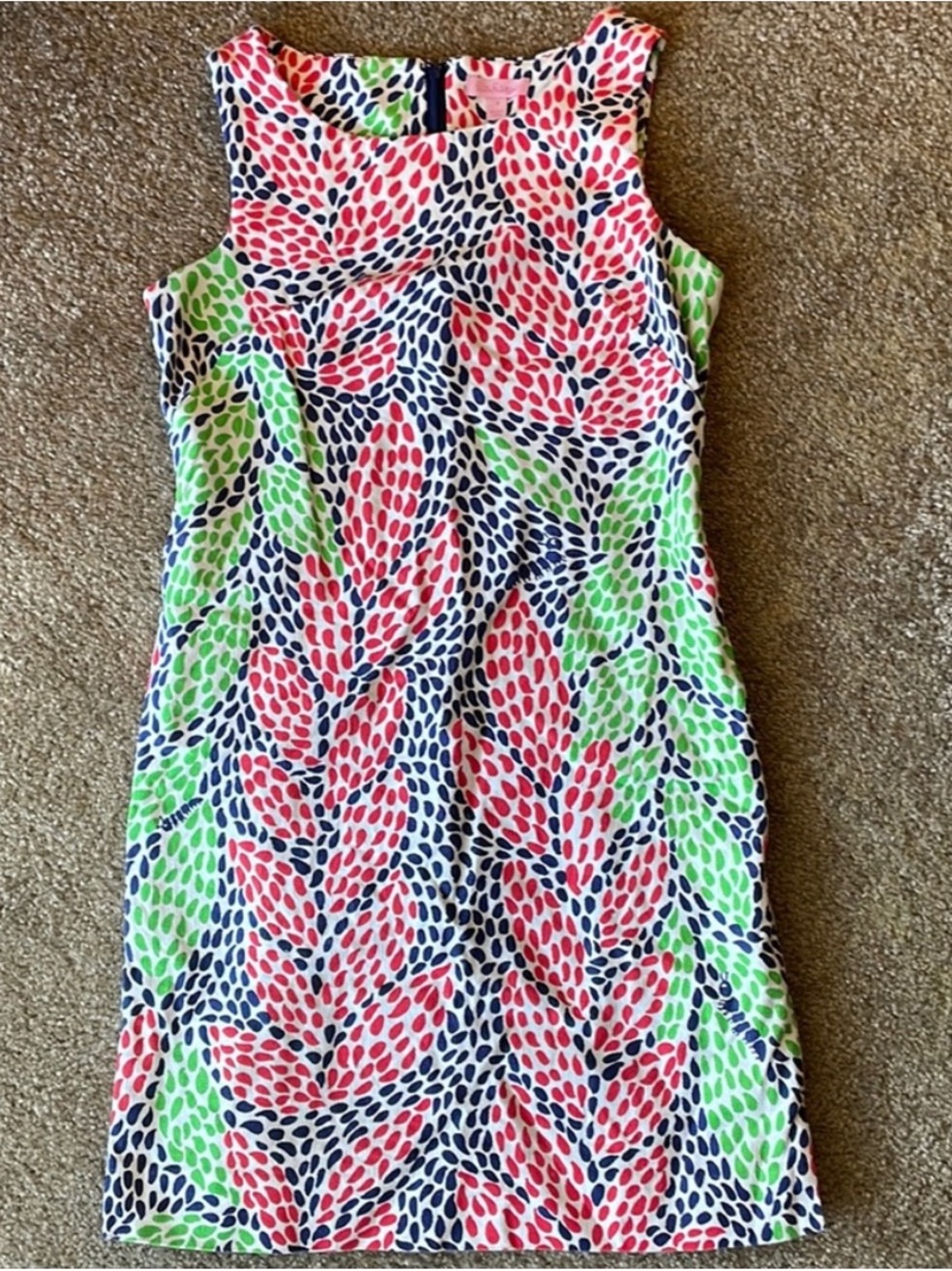 Lilly Pulitzer Sleeveless Shift Dress in print Open Call Red, Lime & Navy